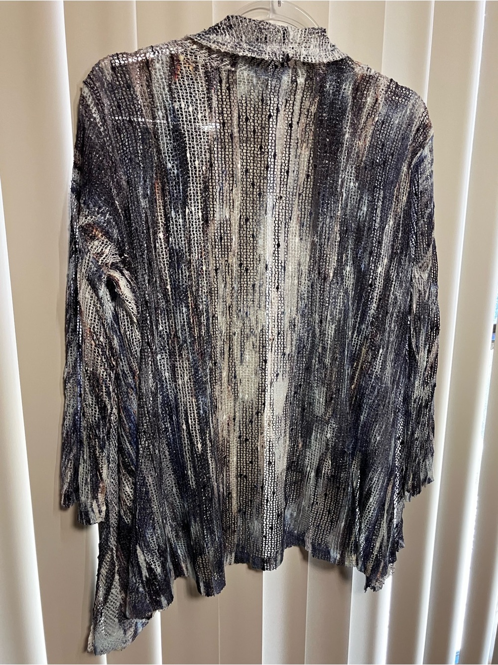 Sheer Striped Swim Coverup Cardigan - Black & White Wash